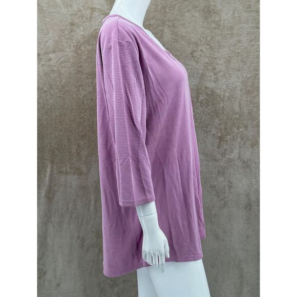 Segments Top Women Plus XXL Purple Essentials V-Neck Textured 3/4 Sleeves Canada - Picture 3 of 8